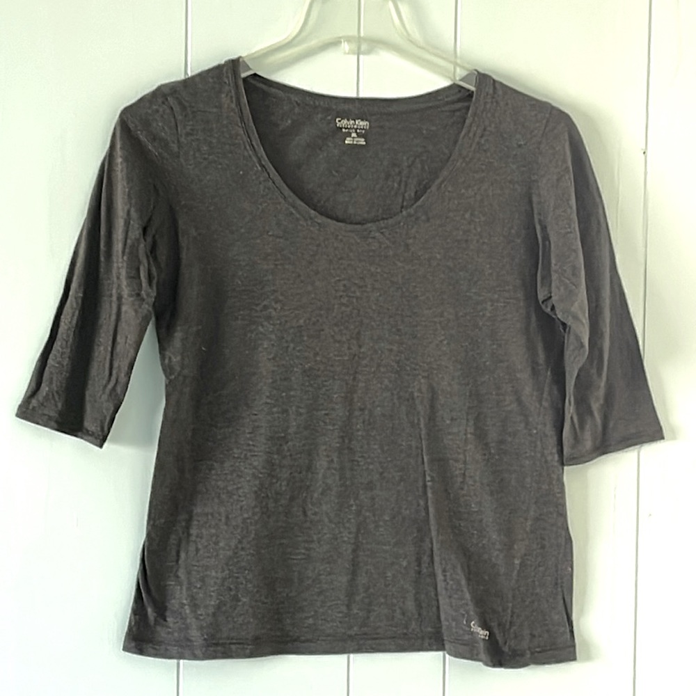 Calvin Klein soft gray black striped shirt